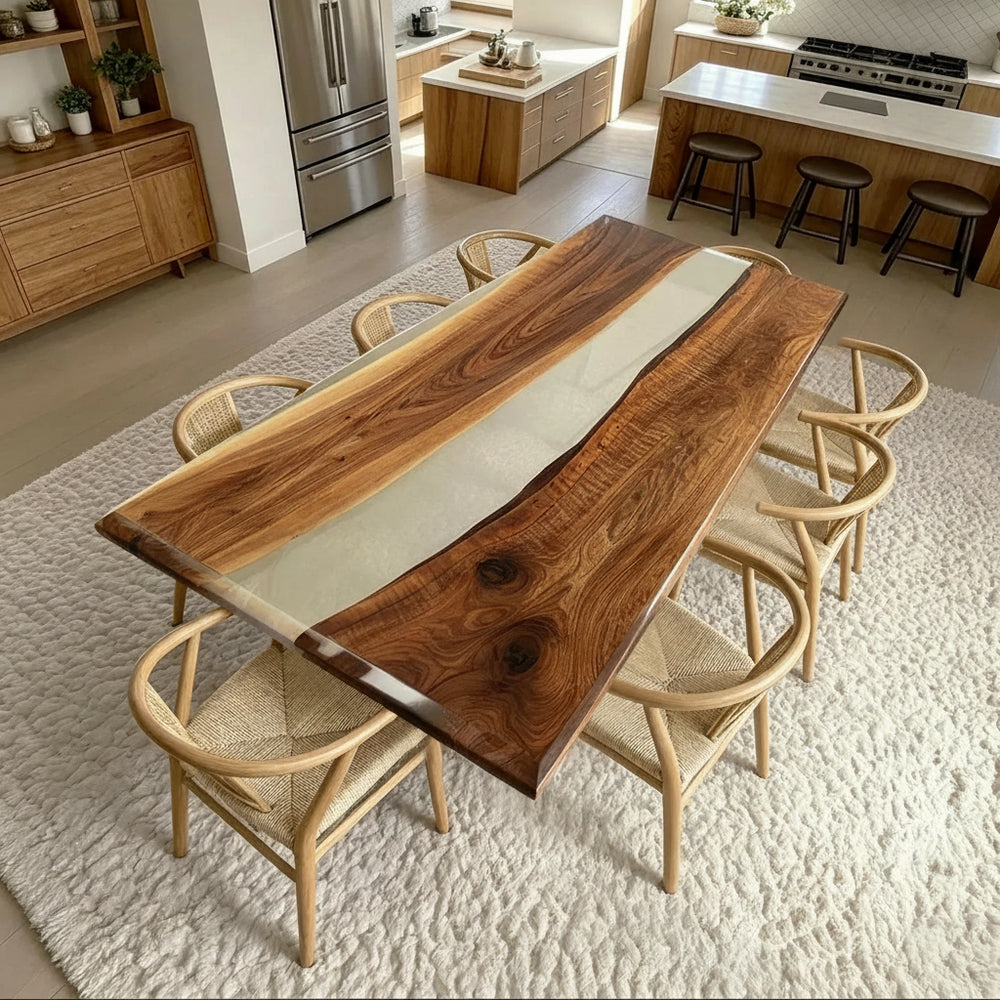 Aspen Walnut Transparent Resin Dining Table by Thomas Dawn
