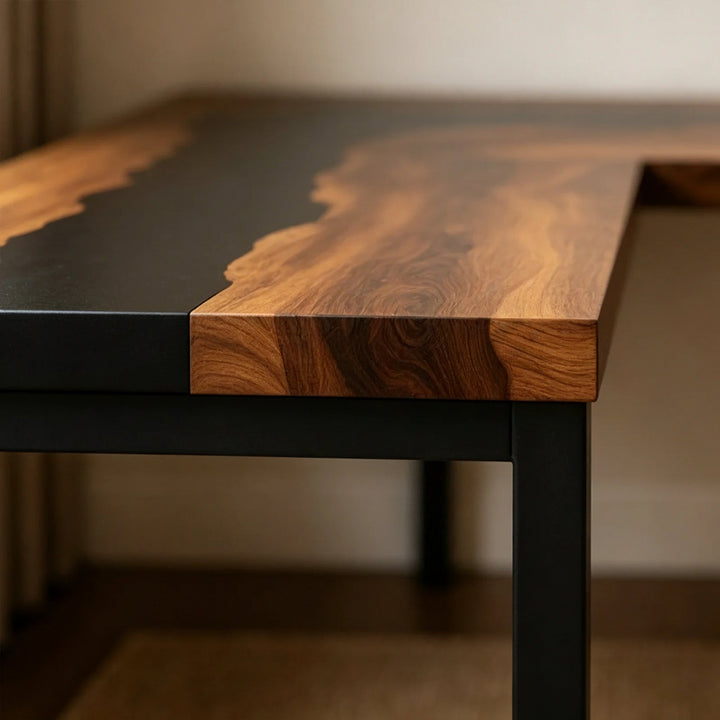 Black Walnut L-Shaped Executive Desk by Thomas Dawn