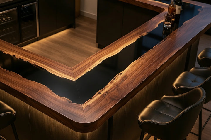 Black Walnut Epoxy Bar Counter by Thomas Dawn