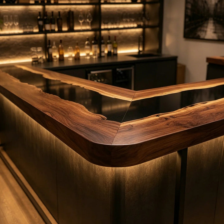 Black Walnut Epoxy Bar Counter by Thomas Dawn
