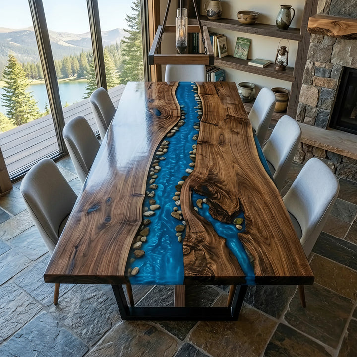 Alpine Black Walnut River Dining Table by Thomas Dawn