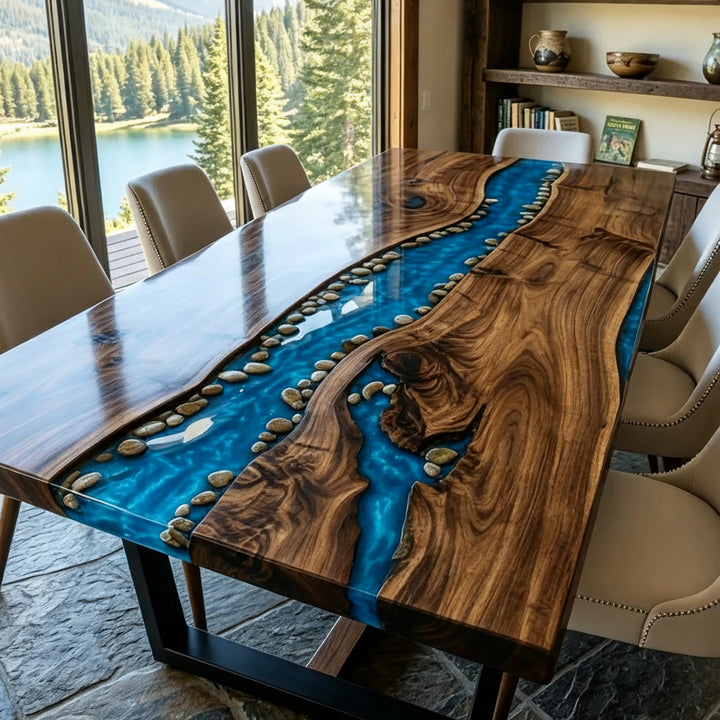 Alpine Black Walnut River Dining Table by Thomas Dawn