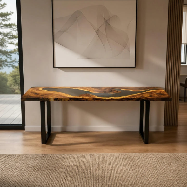 Smoked Walnut Resin Console Table by Thomas Dawn