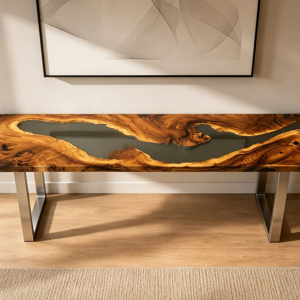 Smoked Walnut Resin Console Table by Thomas Dawn